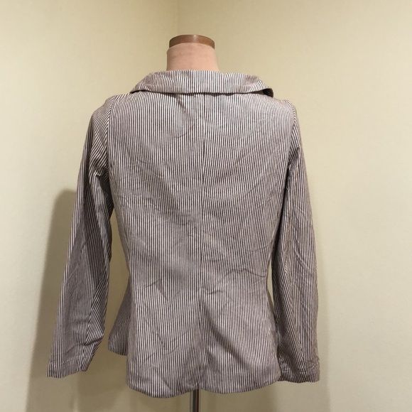 Anthropologie Lilith Blazer Size Large White Brown Striped - Picture 4 of 11